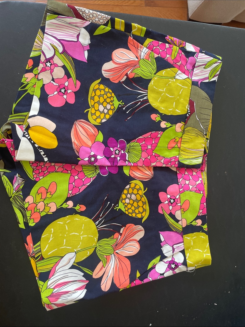 Trina Turk Black Floral Print Shorts with Pink, Green & Yellow